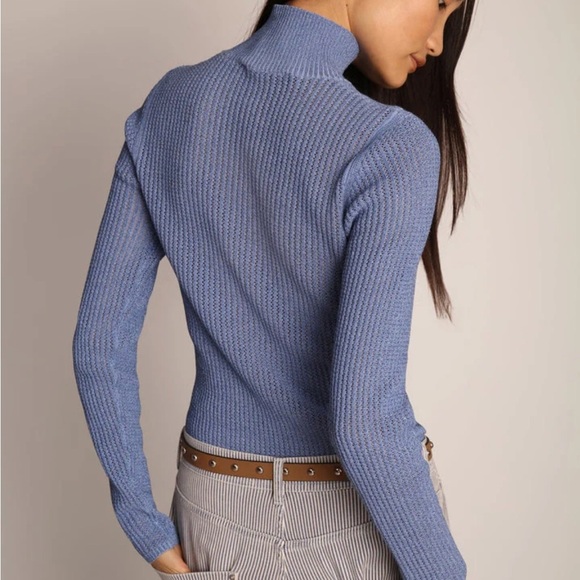 MUNTHE LIANDRA Turtleneck Sweater  Blue Ribbed Knit Long Sleeve Sz 34 US 2 - Picture 3 of 15
